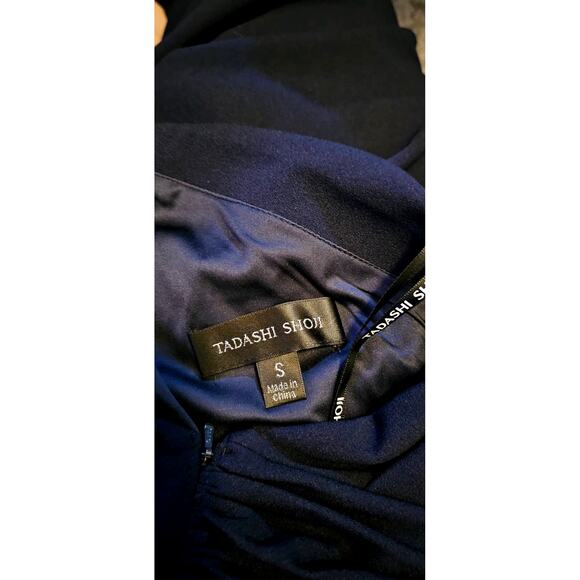 New Anthropologie BHLDN Tadashi Shoji Quinn Dress $408 SMALL Navy Crepe Formal - Picture 7 of 7